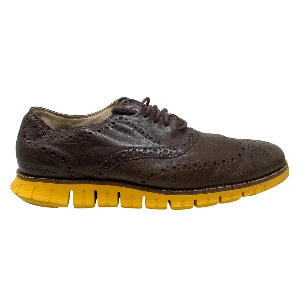 Cole Haan Zerogrand Brown Leather Wingtip Brogue Oxfords Sz 9.5 Shoes C31168
